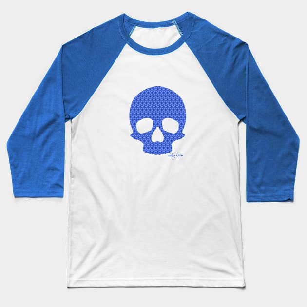 Blue Repeating Pattern in a Skull Baseball T-Shirt by Harley Warren